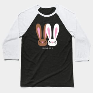 I Love You Brown White Pink Bunnies Baseball T-Shirt